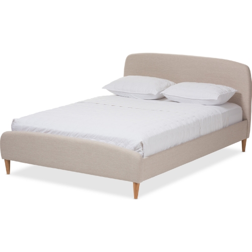 Mia Queen Platform Bed in Light Beige Fabric